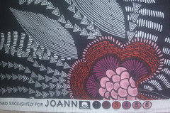 Black Pink White Geometric Floral Cotton Twill Fabric~3+ yards Uncut~JoAnn