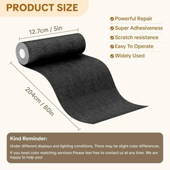 Linen Furniture Sofa Repair Tape 5×80 inch Self Adhesive Black Fabric Tape
