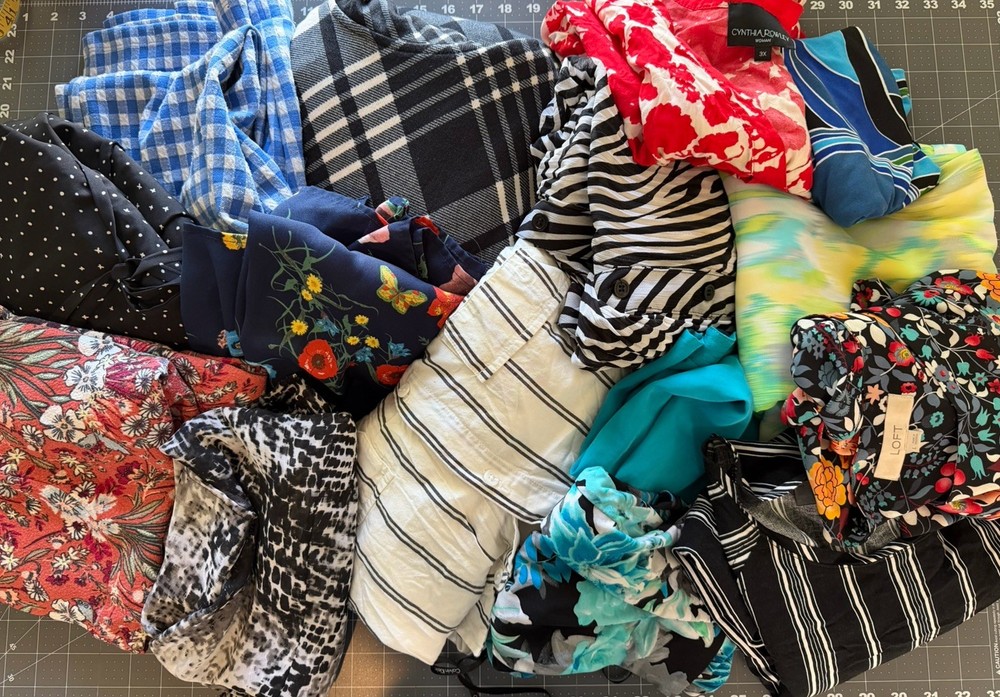 Lot 15pc Damaged Clothes For Scrap Fabric, Junk Journal, Doll Clothes, Upcycle