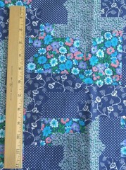 Wide’ N Cotton Fabric CALICO & FLOWER CHEATER QUILT Blue 343-M 58″W x 2⅓ Yards