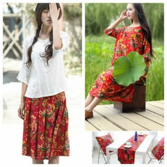 1M Flower Print Cotton Fabrics for Clothes Bedding DIY Chinese Ethnic Style SPW