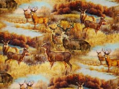 FAT QUARTER WHITETAIL DEER MEADOW DOE TROPHY BUCK FIELD 100% COTTON FABRIC FQ