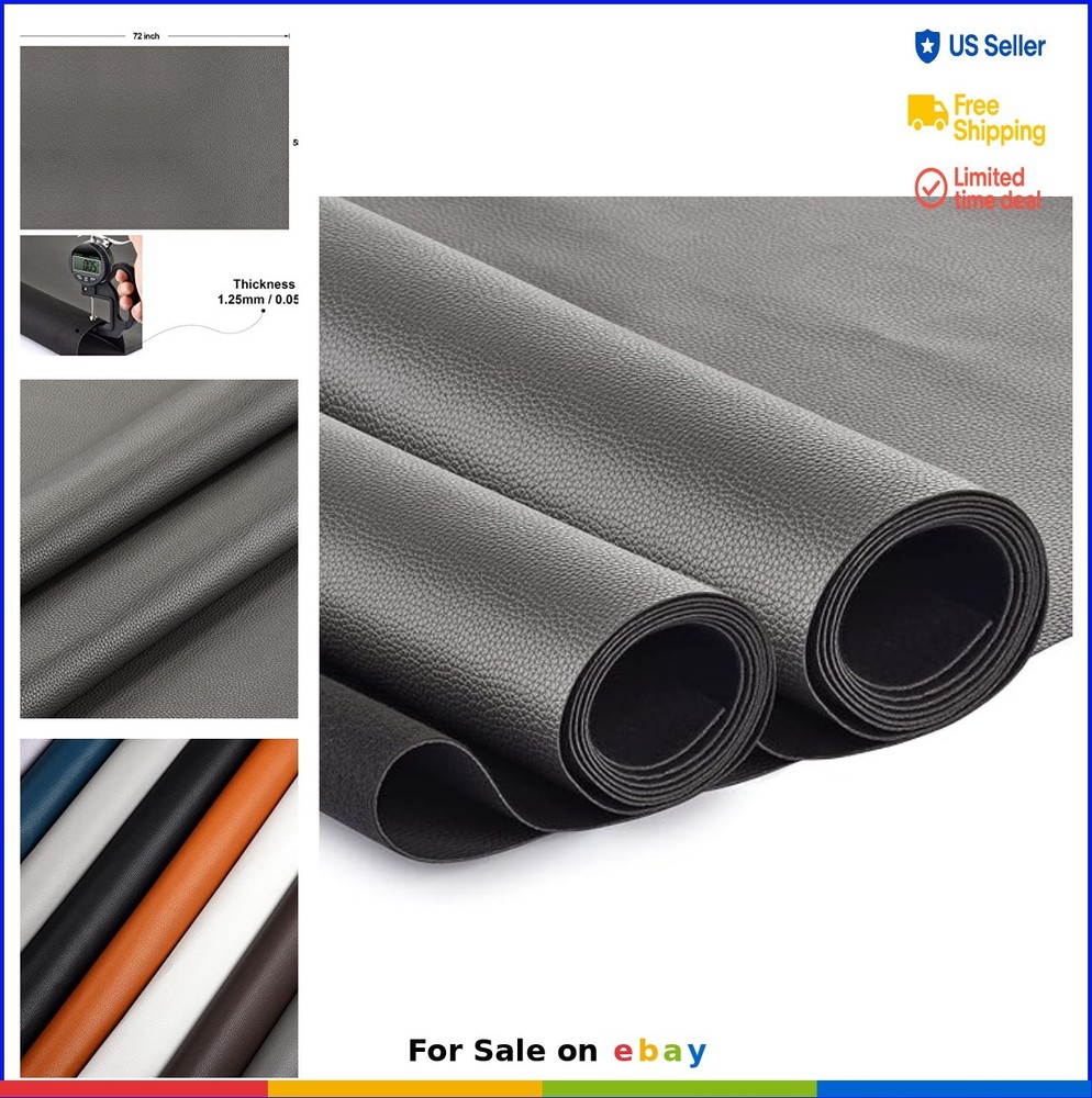 Faux Leather Fabric 54×72 Inch 1.2mm Thick Marine Grade Vinyl Upholstery