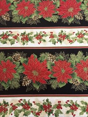 Christmas Poinsettia Border Fabric By Yard Cotton Timeless Treasures CM7060