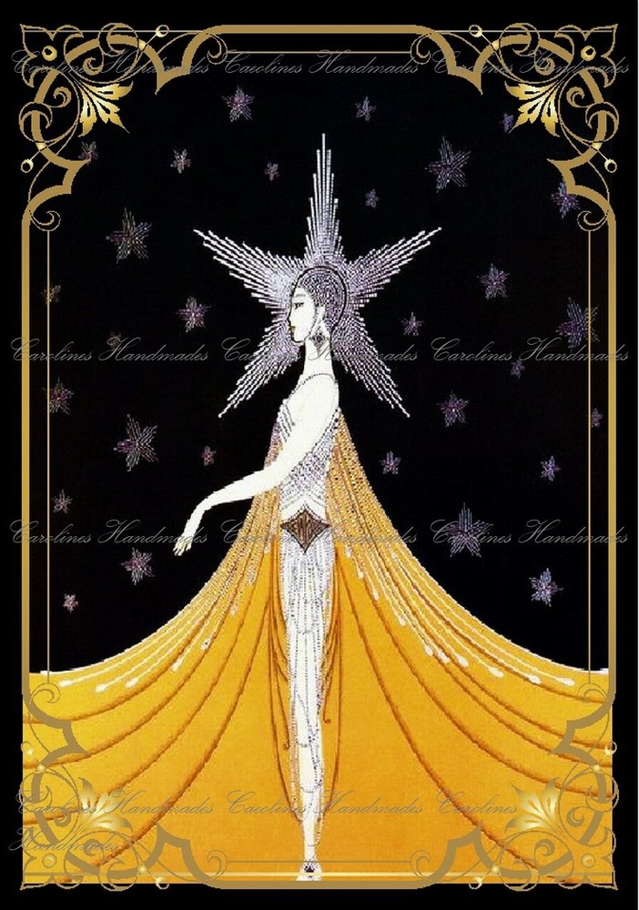 Erte’ Fashion Lady B Reproduction Cotton Fabric Quilt Block Multi-size