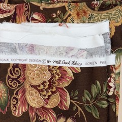 Cotton Medium Weight Fabric Brown With Pink/Green/Burgundy Floral Pattern Crafts