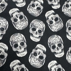 Halloween Black Gray White Sugar Skulls Collage Cotton Fabric BTHalfY #68
