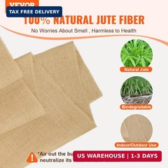 VEVOR Burlap Fabric Roll, 36″ x 150 ft, High Density Wide Natural Burlap Fabric