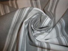 Dunroven House Farmhouse Awning Stripe Grey White Woven Cotton Homespun Fabric