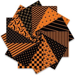 Whaline 12Pcs Halloween Cotton Fabric Bundles 18 x 22 Inch 18x22inch, Orange