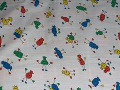 By 1/2 Yd Vintage Dancing Candy Cotton Fabric Children’s Red Yellow Blue Green
