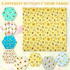 Tatuo 8 Pcs Bee Fabric Honey Pattern Fat 20 x 20 inch, Colorful