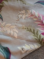 MCM Vintage Barkcloth Leaves 2 Pc 79Lx 45 Multi Red Green Ivory Grey