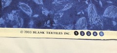 VTG. BLANK TEXTILES, Batik-Style Leaf Print on Mottled Blue – By The 1/2 Yd.