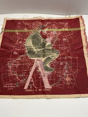 Unfinished Tapestry Fabric Throw Pillow Panel Santa Mapping Trip Norman Rockwell