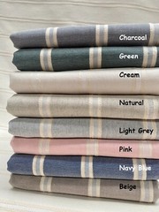 Linen Look Jacquard Striped Fabric Home Decor Material – 140cm wide – Pink
