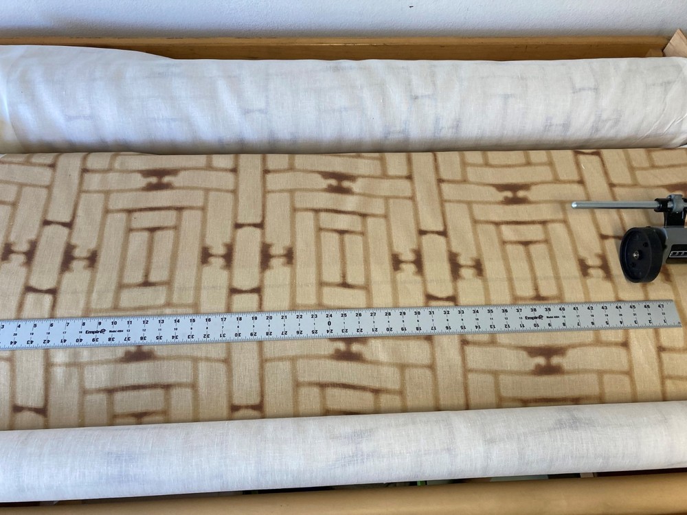 Designer Geometric Grid Fabric, 100% linen, 7oz., 240gsm, Swatch Available