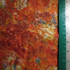Fabric cotton vintage 36″ wide FLORAL/ FEED SACK LOOK PRINT Orange 3 1/3 yd #827