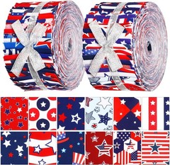 Hosuly 40 Pcs Patriotic Fabric Red White and Blue Jelly Fabric 4th of July Am…