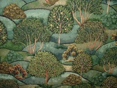 Green Meadow Tree Tapestry Fabric Curtain Upholstery Cushion Blanket Throws Use