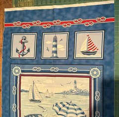 Beach Retreat Studio 37 Marcus Fabrics Nautical Sailboat PANEL 23” x 44”