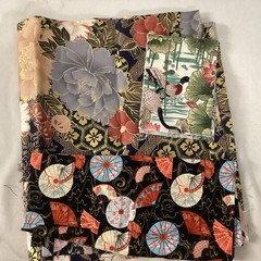 Oriental Fabric Scrap Lot 10 Pieces Quilting Cotton Fabric Mixed Colors