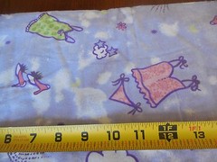 18″ Long, 43″ Wide, “Girly Girl” Accessories on Lavender Flannel, Jo-Ann, B117