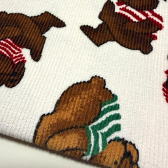 Vintage Bears in Stripes White Unbranded CORDUROY Fabric 48″ x 43″