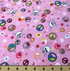 Skull and Peace Flannel fabric sold by the yard #1705