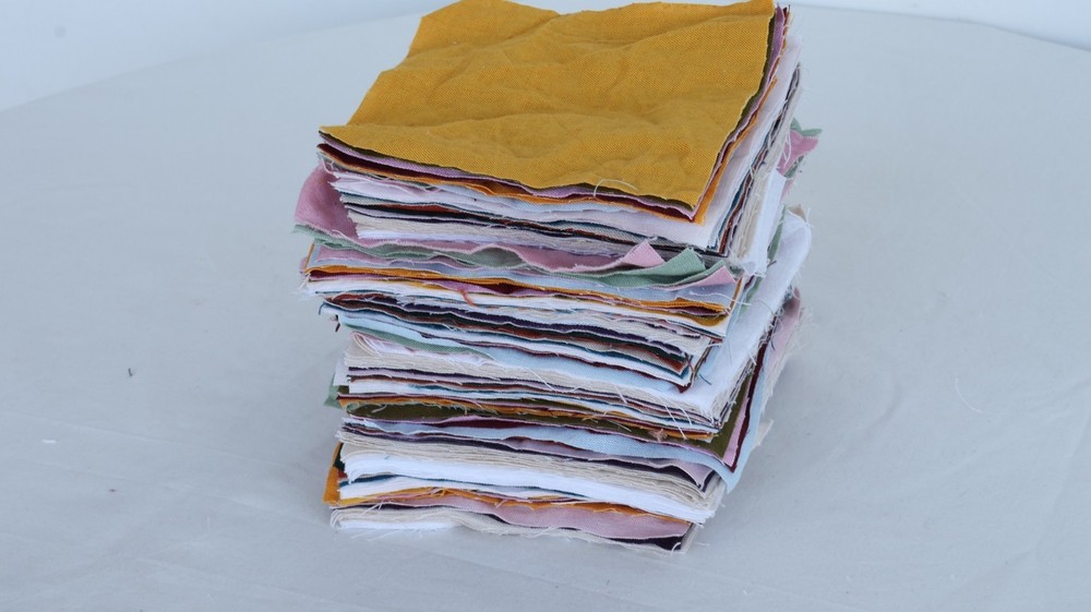Hand Block Fabric Scrap Set | 100 Pieces of Cotton Remnants for Quilting