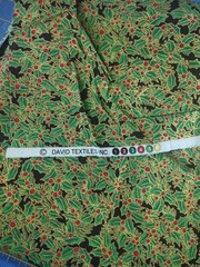 Cotton Quilt Fabric Lot of 5 Christmas Holiday Prints Holly/Gold tones 3+ yds