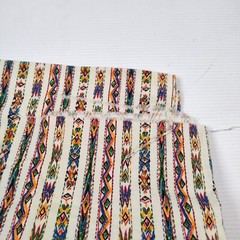 Vintage Aztec Stipe Print Flannel Fabric 42x3yd22 White Yellow Green Blue