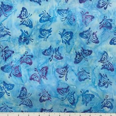 1 Yard Cut of Lunn Fabric Small Butterfly Batik 100% Cotton 4243 Cornflower