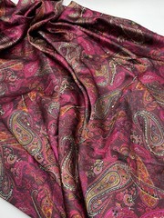 Fuchsia Pink Berry Paisley Floral Satin Fabric Silky Soft Charmeuse 3 YDS x 58”