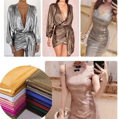 Shining Laser Fabric High Elastic Gilding Stripe Texture Knit Crepe Dress Sewing
