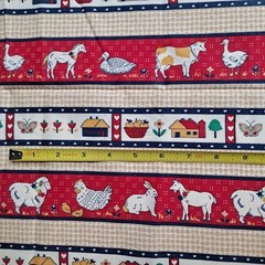 Farmhouse Friends Cotton Quilt Border Fabric 1 Yds X 44″ Country Farm Animals