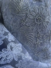 White Lace Fabric Floral Pattern Embroidery Scalloped DIY Wedding Party Decor
