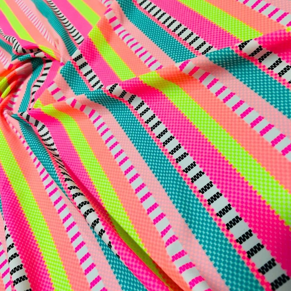 Spandex Stretch Fabric Animated Colorful Stripes print 60″ wide Swimsuit By Yard