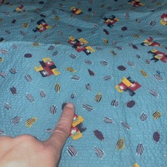 2 Pieces Vintage Blue Patterned Textured Fabric 30″ x 13″ & 21″ x 30″