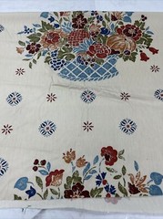 Vintage 1981 Atelier Floral Fruit Basket Pattern Fabric 1-1/2 Yards By 54” Wide