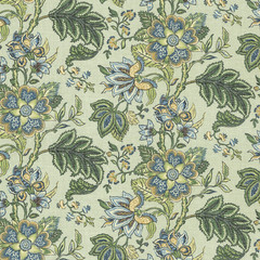 PK Lifestyles Flowering Seamist Jacobean Drapery Upholstery Fabric By The Yard