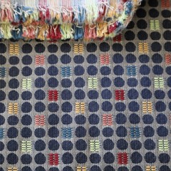MCM Designtex Upholstery Fabric “Dot to Dot” Licorice Black, Red 3.6 yds