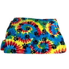 Tie-dye Swirl Rainbow Dog Print Fleece Fabric Lot 64”x58” Vibrant Warm One Piece