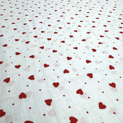 Tiny Red Heatrs and Polka Dots White Cotton Fabric 30″ #29