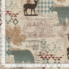 CABIN ADVENTURE ANIMAL PRINT CD1697 Natural Timeless Durable Cotton Fabric