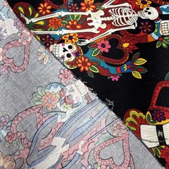 Alexander Henry Tree of Life Day of the Dead Black Cotton Fabric BTY #68