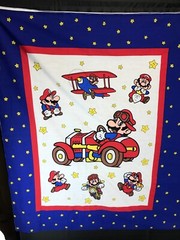 Vintage Nintendo SUPER MARIO BROS Cotton FABRIC PANEL 70″ x 45″ New Unused