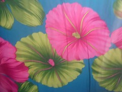 -PINK FUCHSIA BLUE GREEN FLORAL LARGE PETAL CHIFFON SHEER FABRIC BY THE YARD