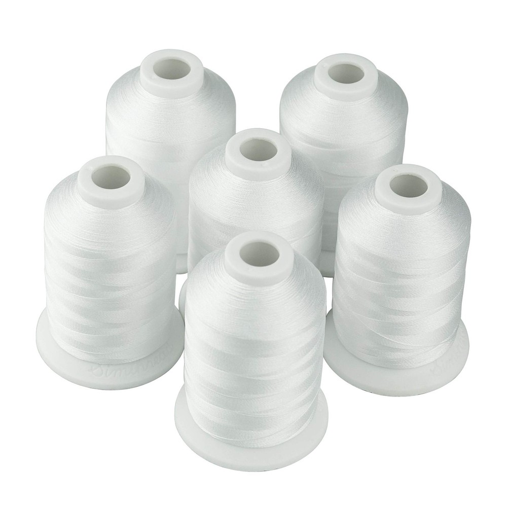 Simthread 6 Polyester White Machine Embroidery Threads 1000M(1100Yards)