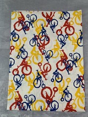 VTG 1972 Klopman Mills Retro Unique Bicyle Cyclist Figure Fabric Bright MCM